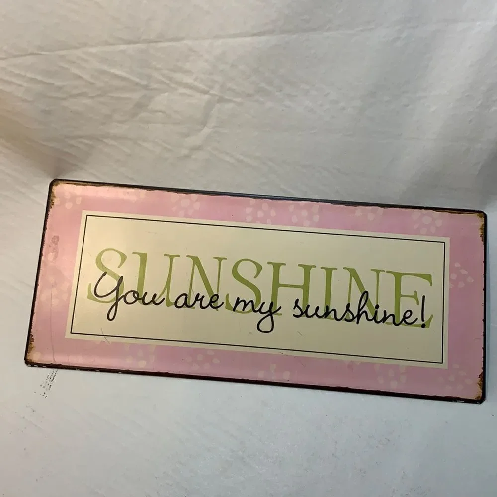 SUNSHINE Pink Yellow Metal Rusted Distressed  Hobby Lobby Art Sign 12 X 15 Inch